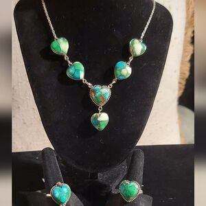 New Sterling Silver Peacock Dalia Heart Necklace